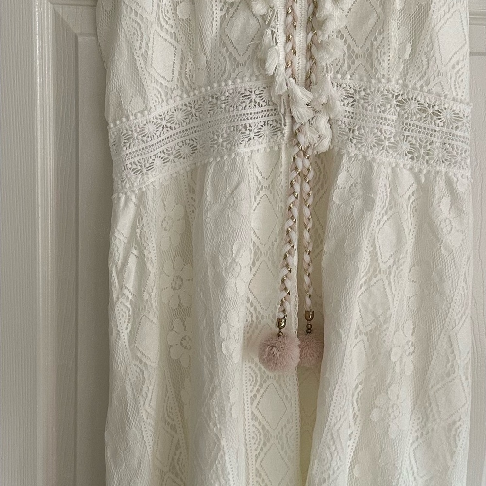 Cupshe White Asymmetrical Lace Dress
